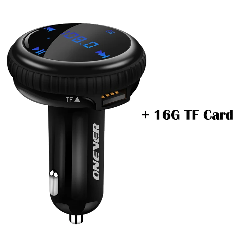 ONEVER FM передатчик Bluetooth модулятор Hands Free Car Kit с автомобиля GPS отслеживания местоположения автомобиля mp3 аудио плеер USB Зарядное устройство светодиодный - Название цвета: with 16G TF Card