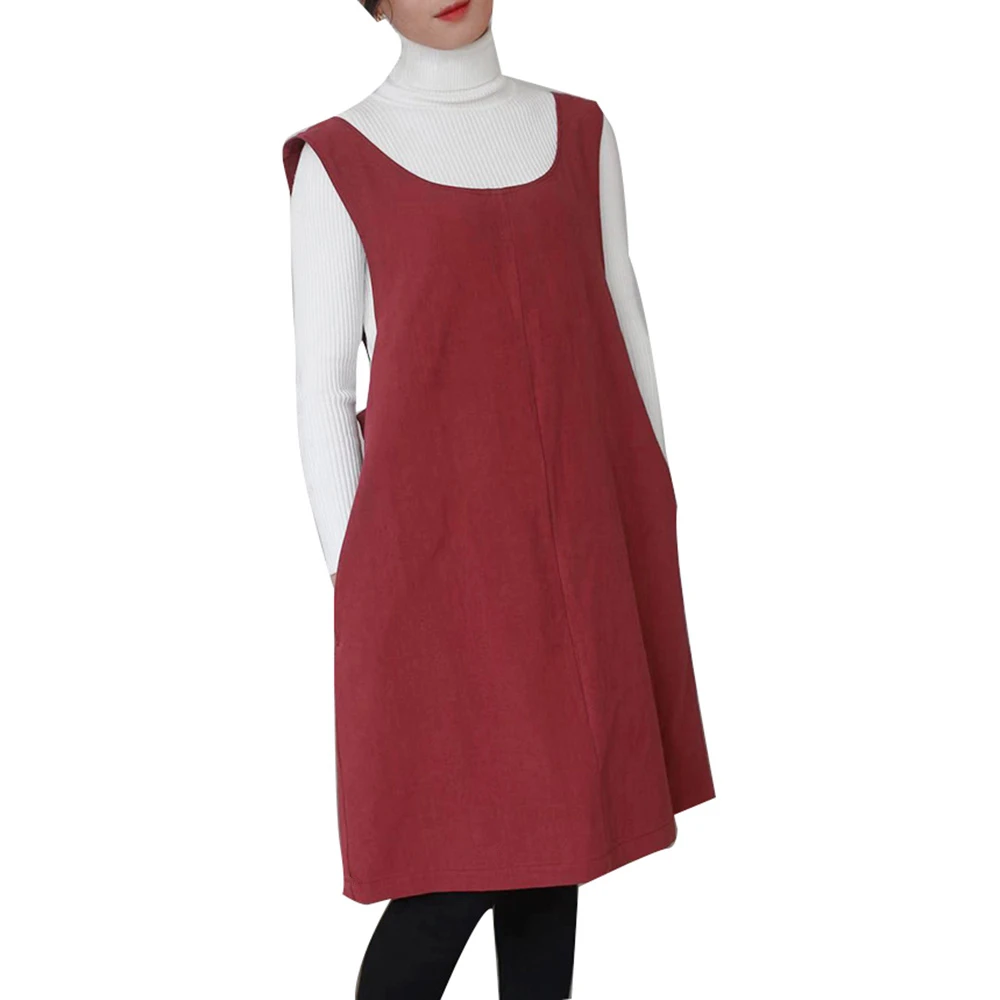 

Soft Cotton Linen Apron Solid Color Halter Cross Bandage Aprons Japanese Style X Shape Kitchen Cooking Clothes Gift for Women
