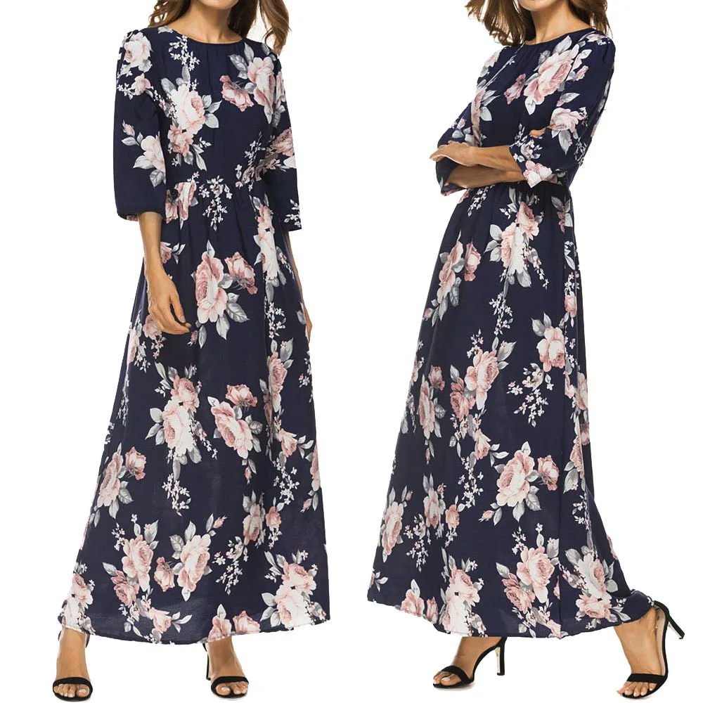 Женское вечернее платье Boho длинное винтажное с цветочным принтом и коротким