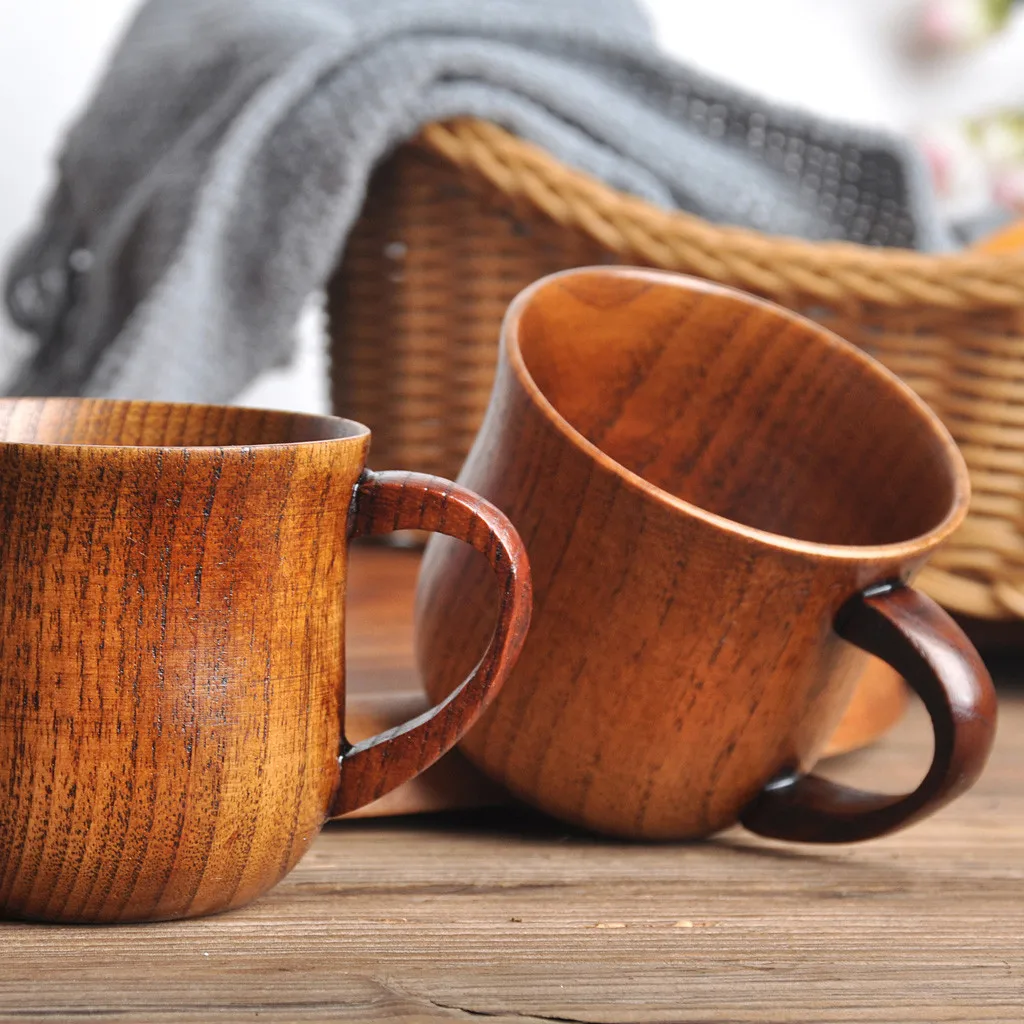 Natural Wooden Cup Wood Coffee Tea Beer Juice Milk Water Mug Handmade Soup Noodle Rice Bowl Big Ramen Bowl Anti Drop