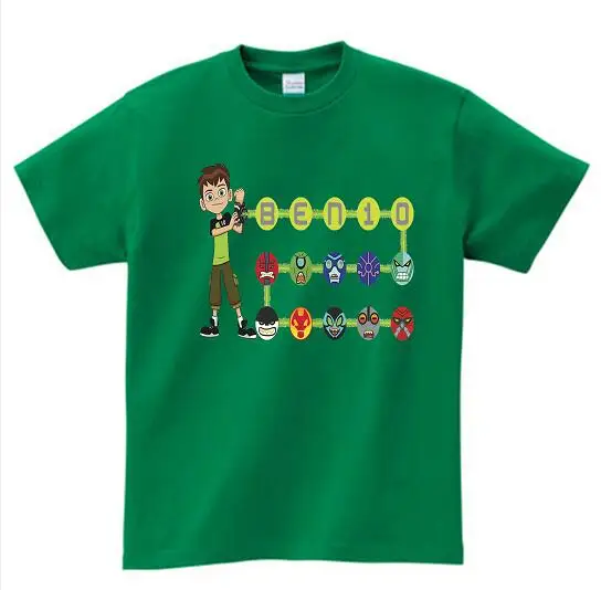Коллекция года, летняя футболка футболки для мальчиков с изображением Бена 10, футболки для девочек, детская одежда для мальчиков зеленые футболки для девочек, Filles Ecolier, топы - Цвет: green childreT-shirt