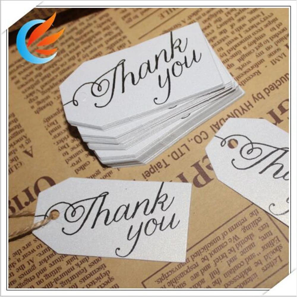 100pcs White Kraft Paper Hanging Tags Signs "thank you" Letter For Wedding Party 