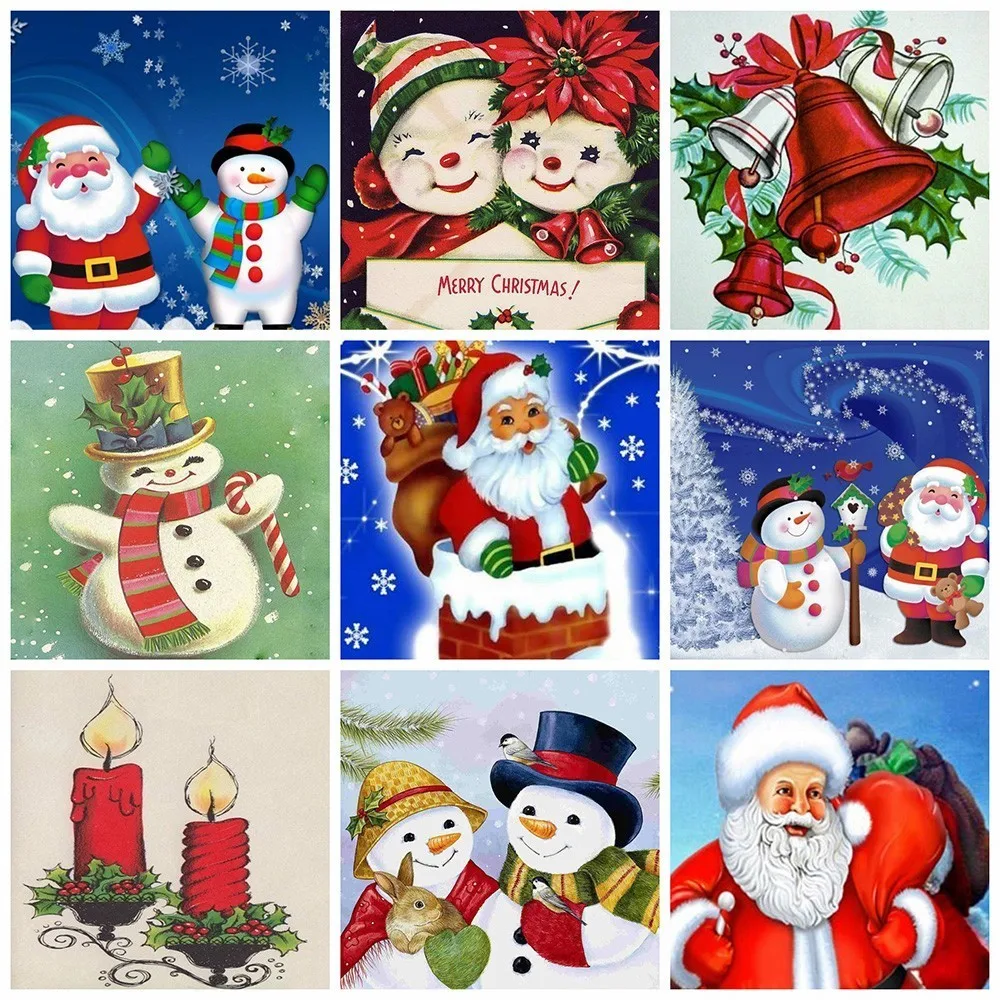 

HUACAN Diamond Mosaic Santa Claus Christmas Diamond Painting Cartoon Full Square Picture Of Rhinestone Snowman Decor Home