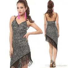 12 шт./лот блестящий костюм для латиноамериканских танцев ChaCha бальных костюмов ремень длинное платье V образным вырезом Бахрома Кисточкой подол TL112