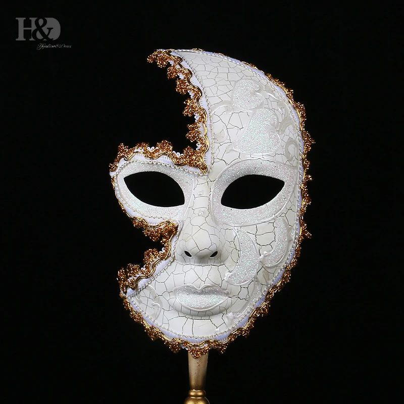 H& D, 2 шт., Вечерние Маски для женщин/мужчин на половину лица, Маскарадная маска с палочкой, Венецианская маска в масках, карнавальный элегантный карнавальный костюм, сувениры для косплея