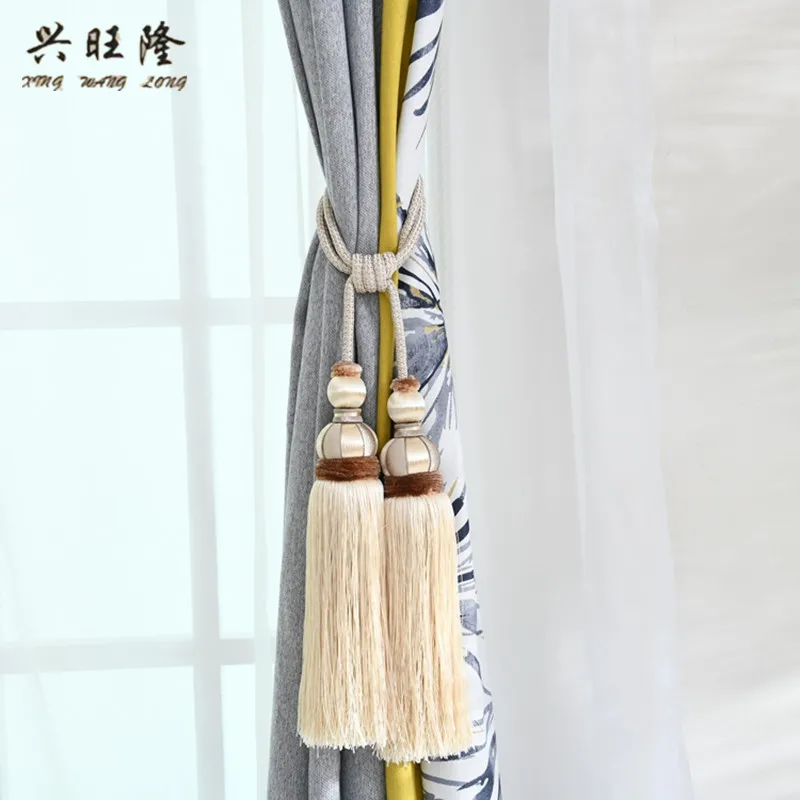 XWL 2Pcs 4 Balls Curtain Tieback Tassel Fringe Hanging Ropes Straps