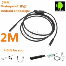 Android USB Endoscope 6 LED 7mm Objectif Étanche D’inspection Endoscope Tube Caméra avec 2 m Câble Miroir Crochet Aimant