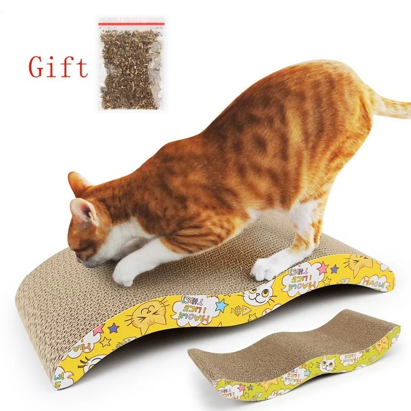 

43x21cm Cat Scratcher Corrugated Scratching Board Pad Kitten Claws Care Interactive Cat Toy with Catnip Products for Cats