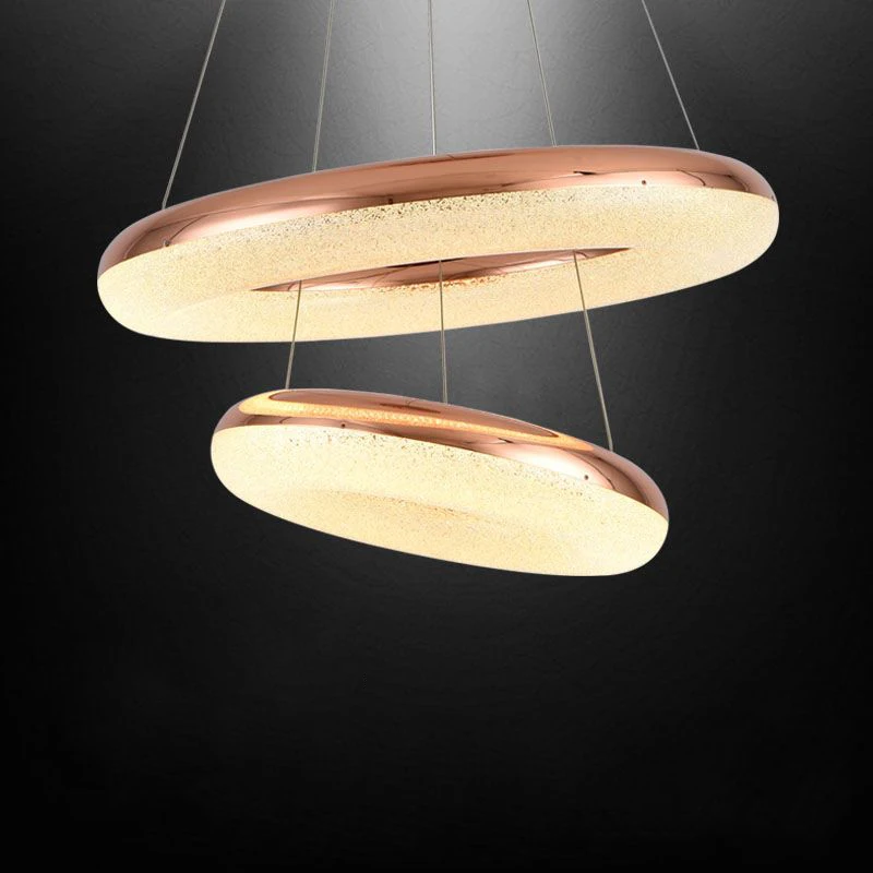 

Nordic Farmhouse Modern Luxury PC Crystal Gold Silver Ring Light Long Dining Chandelier Living Room Bedroom Decorative Lighting