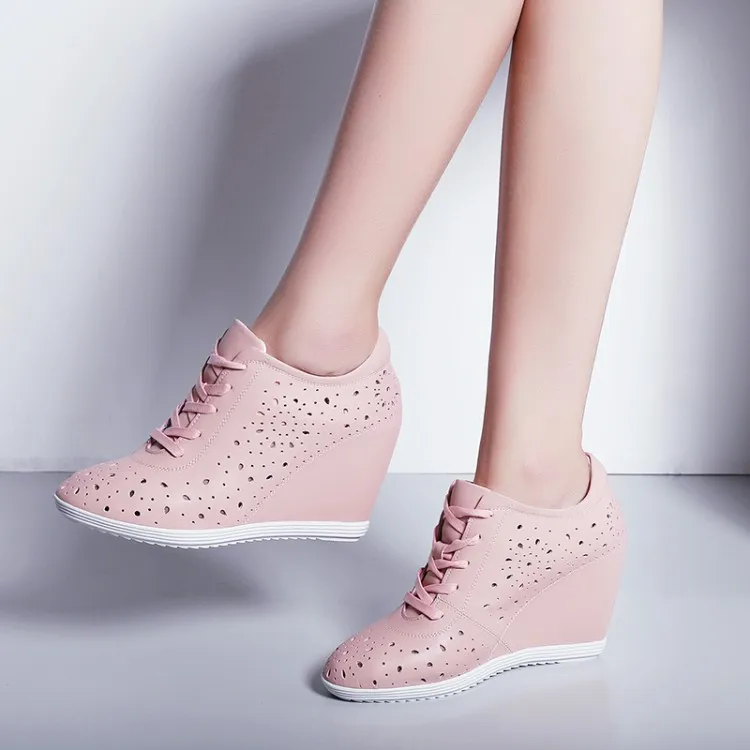Casual weiß Atmungsaktive Keile Damen Heels Höhe Turnschuhe {zorssar} 2018 Schuhe High Neue Rosa Pumps Zunehmende Frauen Sommer 4qWnavn0f