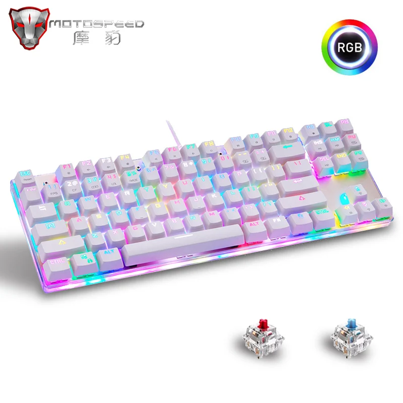 

Motospeed K87S USB Wired Gaming Mechanical Keyboard Red Blue Switche Gamer Keyboard with RGB Backlight 87 Keys for PC Computer