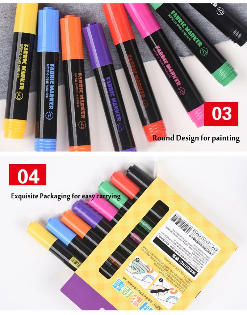 DIY 8Colors Fabric marker T-shirt Textile Cloth Drawing Pen Non-toxic –  AOOKMIYA