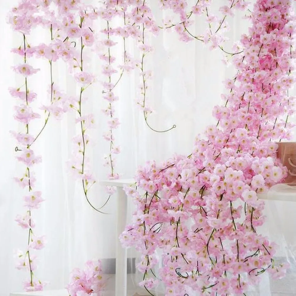 FENGRISE 2 м Сакура вишня украшение для свадебной арки из ротанга искусственные виноградные цветы Шелковый Плющ украшение комнаты невесты висячая гирлянда