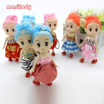 

100pcs/Lot 12CM Cute Doll Keychain Cute Girl Key Chain Baby Toys Mobile Phone Sling Cell Phone Pendant Mobile Straps Hang Rope
