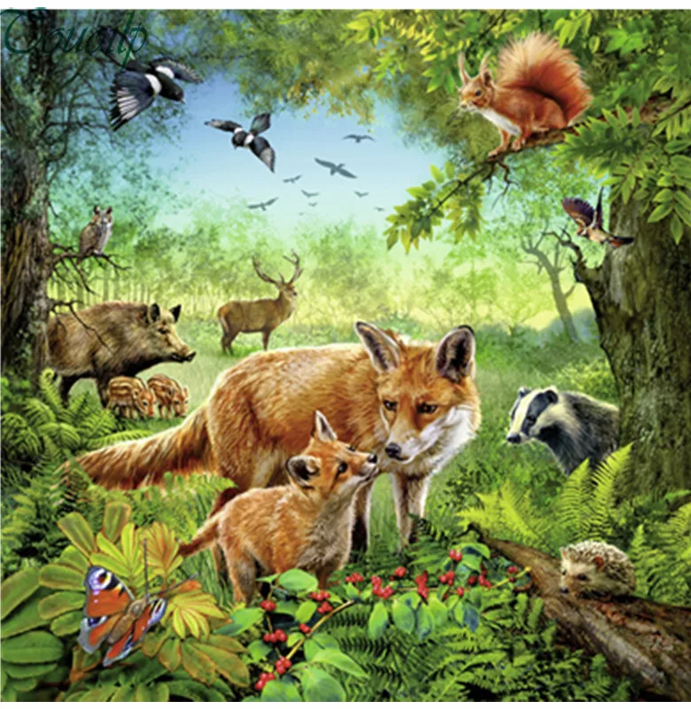 Рисунки лес с животными