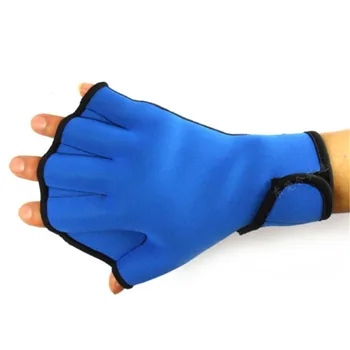 

1 Pair Water Aerobics Aqua Jogger Swimming Swim Surfing Diving Webbed Neoprene Paddle Gloves Blue High Quality