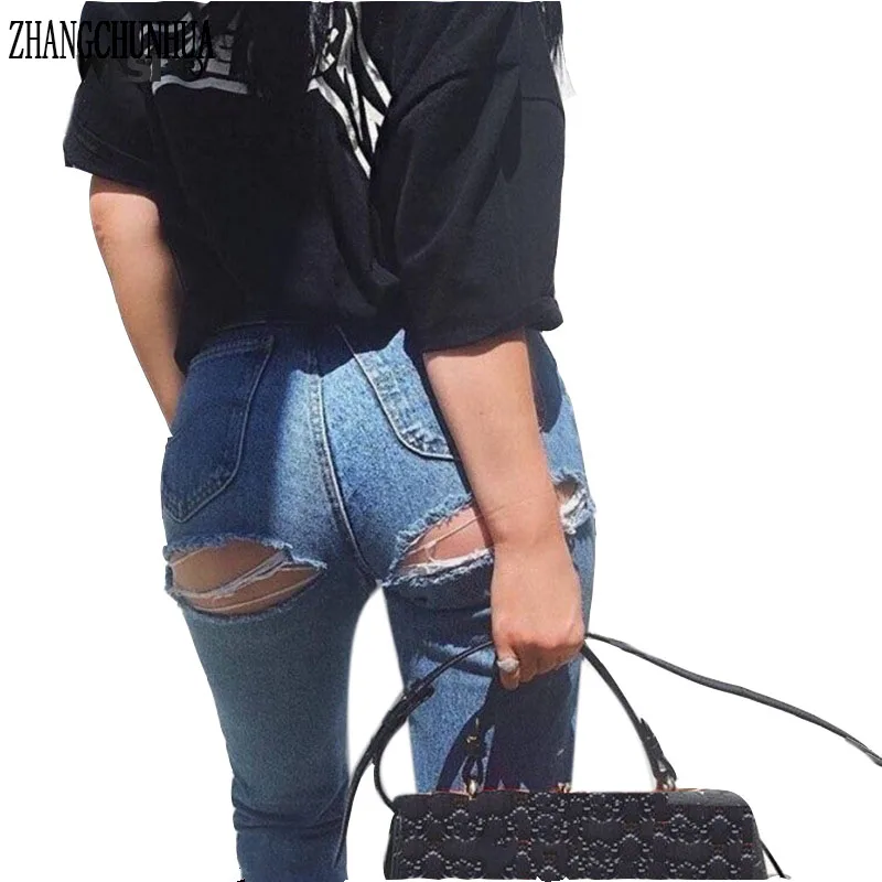 ZHANGCHUNHUA High Waist Jeans for Women Hips Torm Jeans for Women Cool Denim Jeans for Girl