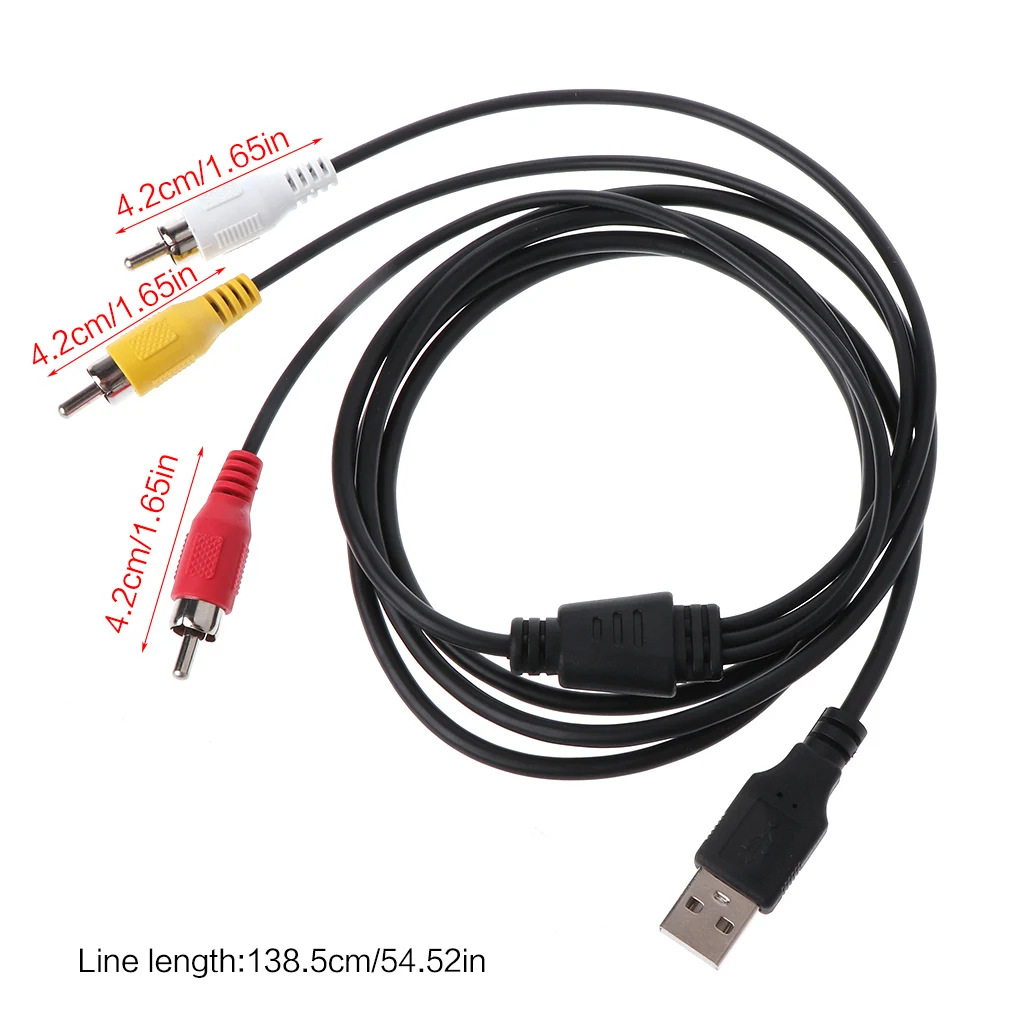 Высококачественный usb-кабель типа A для 3x RCA AV lcd tv ведущий переходник