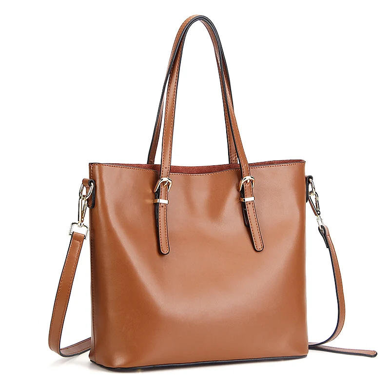 

Luxury Design Women Genuine Cowhide Leather Casual Tote Purse Fashion Shoulder Handbag Ladies Large Capacity Shopping Bag Bolsos