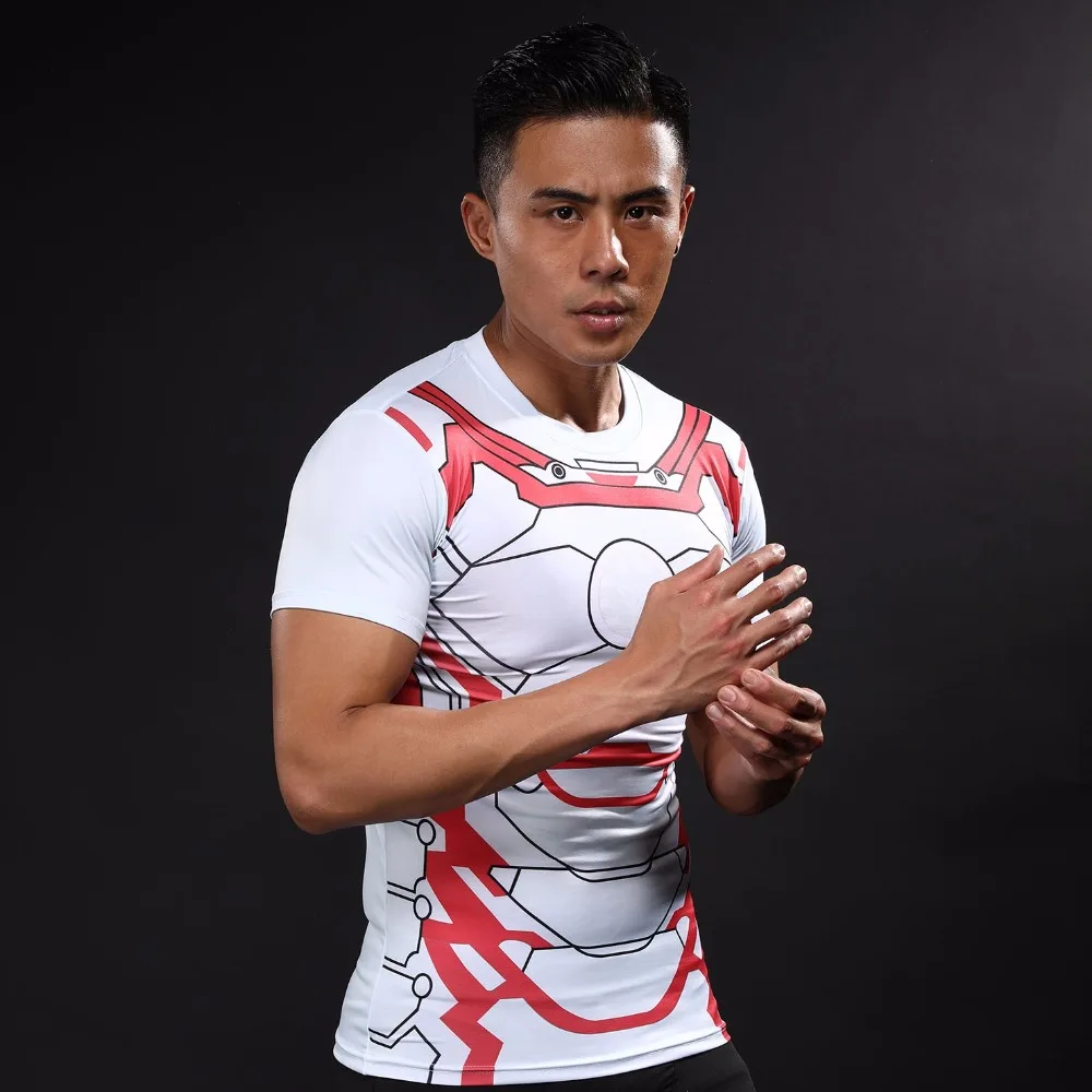 

2017 Upgrade Compression Shirt Men 3D Printed T-shirts Raglan short Sleeve Cosplay Costume Tops Male Crossfit fitness Clothing