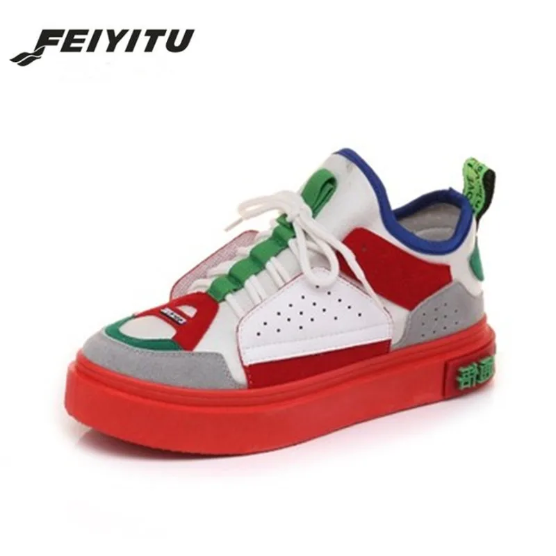 

FeiYiTu 2018 Women's Casual Shoes Summer Autumn New Lace Style Fashion Trend Mesh Flat Breathable Rubber Youth Canvas Shoes