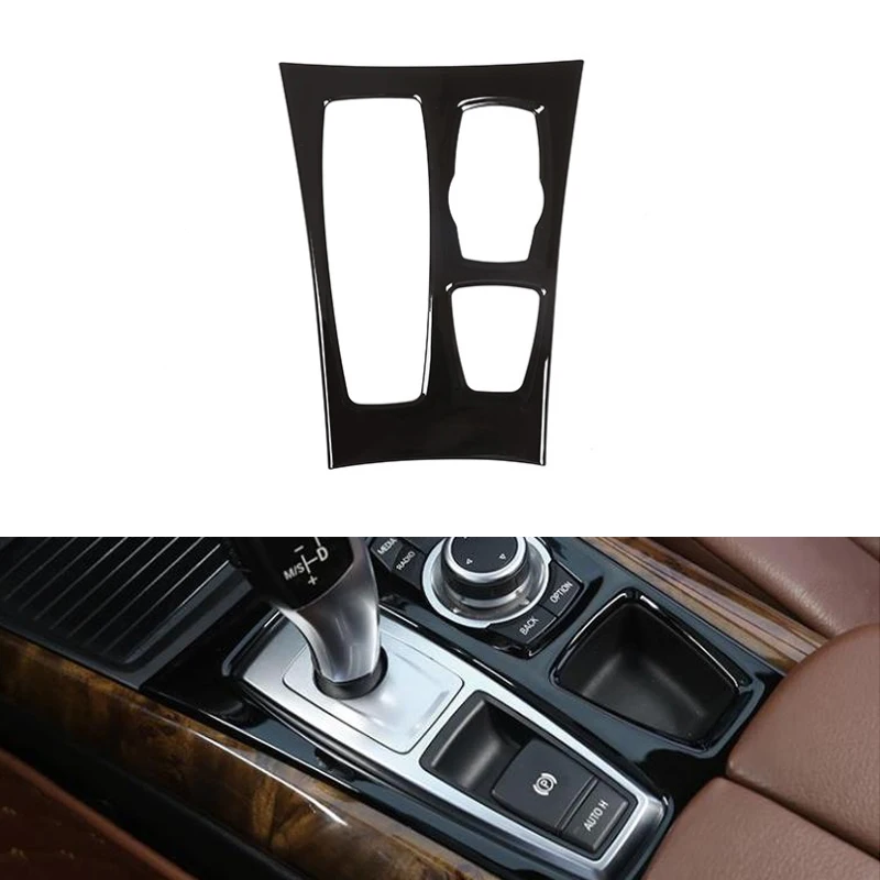 Автомобильный Стайлинг, для интерьера, центр управления, панель переключения передач, рамка, Накладка для BMW X5 X6 E70 E71 2008 2009 2010 2011 2012 2013 - Название цвета: Glossy Black