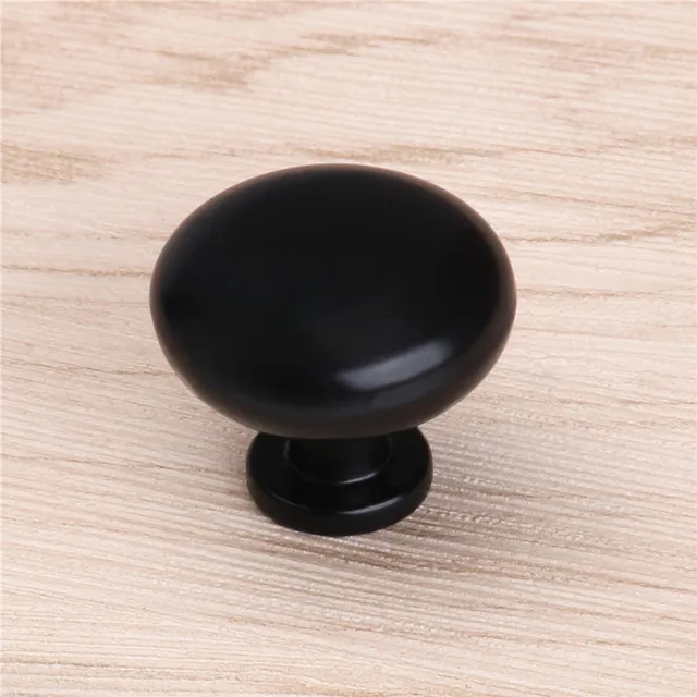 Black Simple Zinc Alloy Cupboard Pull Single Hole Drawer Kitchen Round