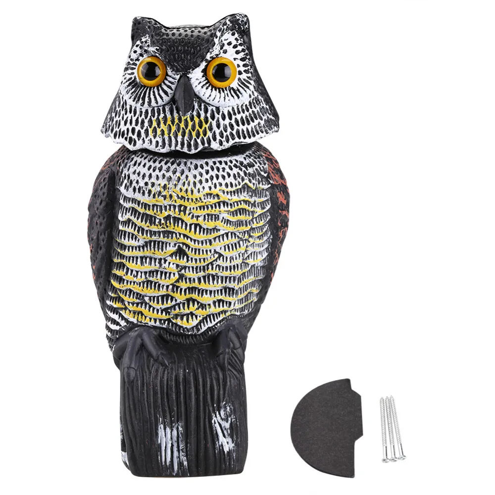 

Realistic Bird Scarer Rotating Head Owl Decoy Protection Repellent Bird Pest Control Scarecrow Garden Yard Decor
