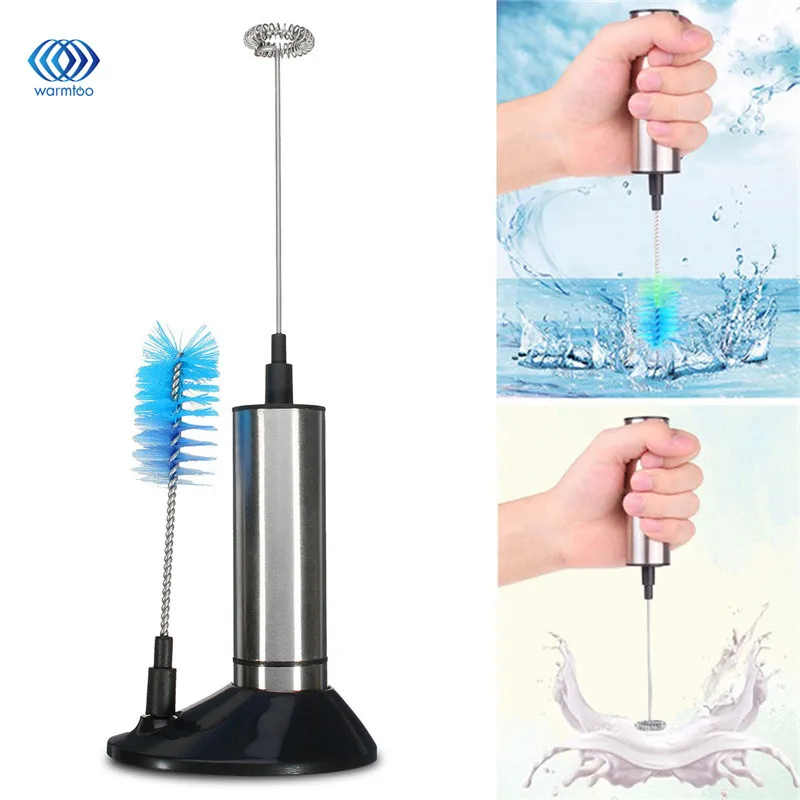 

Electric Eggs Blender Beater Frother Stainless Steel Frothing Coil Cappuccino Tea Foaming Maker With Brush Head