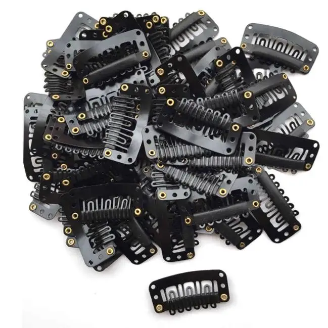 

New 40PCS U Shape Iron Snap Clips For Feather Hair Extensions Wigs Weft Black 2.8cmX1.4cm