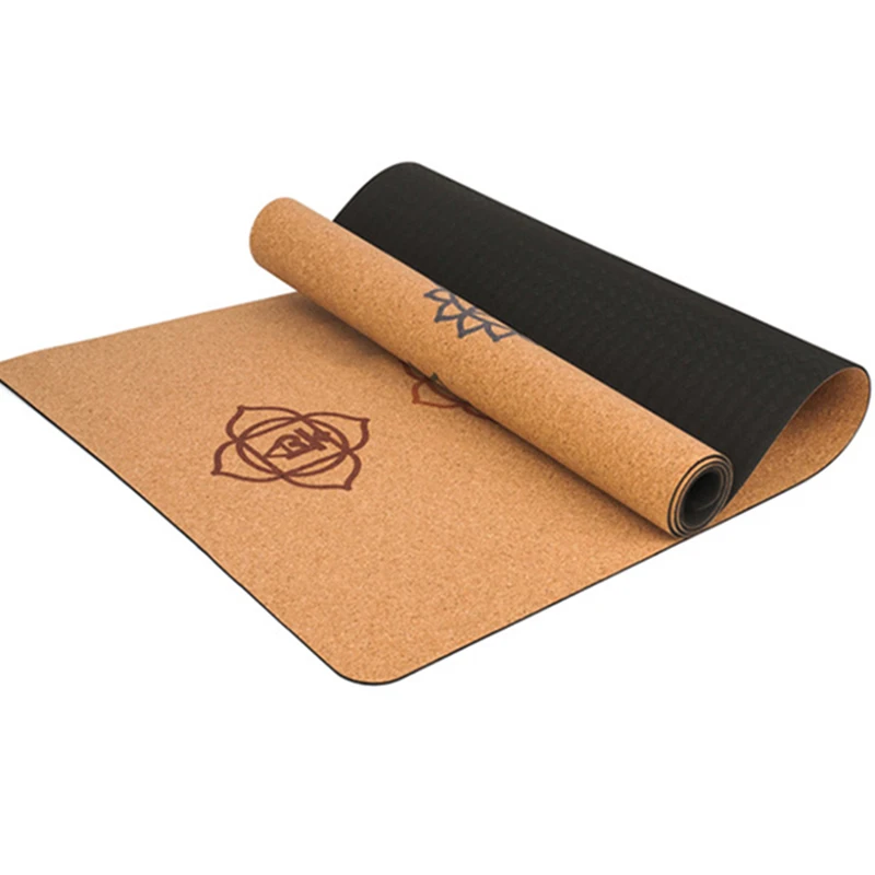 

183x68x5mm Natural Cork TPE Yoga Mat Non-slip Pilates Pads With Position Line Also For Gym Fitness Training High End Yoga Mat
