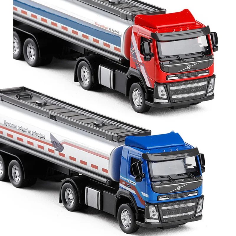 

1:50 Volvo Engineering Transport Oil Truck Tanker Alloy Pull Back Toy Diecasts Metal Model Sound&Light Collection Models V058