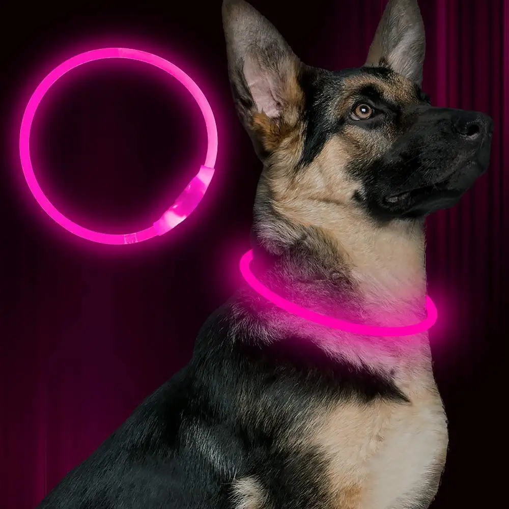 Светодиодный ошейник для собак, заряжаемый от USB, светящийся, светящийся, 3 режима освещения, заряжаемый ошейник для кошек, для маленьких, средних и больших домашних животных