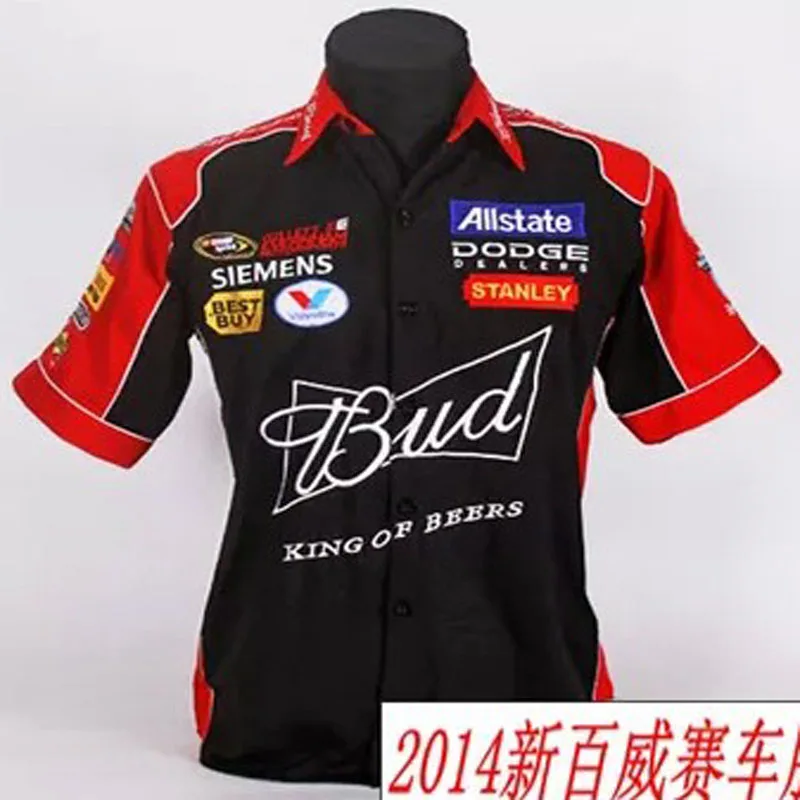 

F1 overalls machine repair service auto repair DODGE logo beauty work clothes 4S Budweiser team short sleeve dress shirt