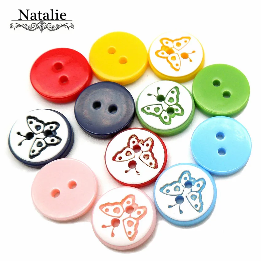 

New Limited Dyed Round 50pcs Sculpture Butterfly Resin Buttons Sewing Button Handmade Diy Accessories Garment Materials BR-034