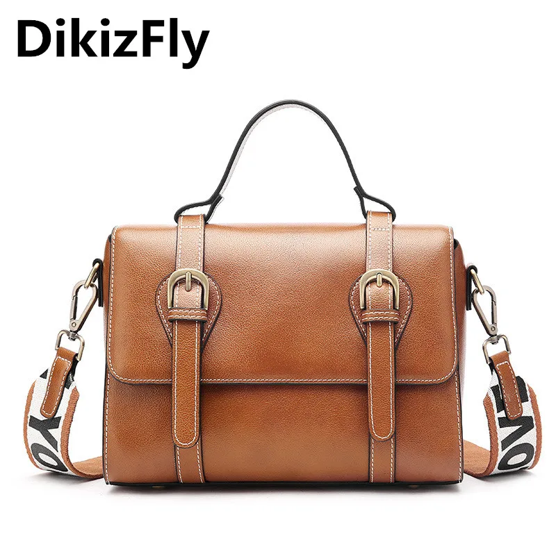

DikizFly European and American style Women Bags Real Split Leather Shoulder Bags For Women 2018 Messenger Bag Female Handbags