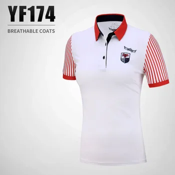 

Golf Ladies'Short Sleeve T-shirt Mesh Breathable Fabric Stripe Slim Top Sportswear Suit
