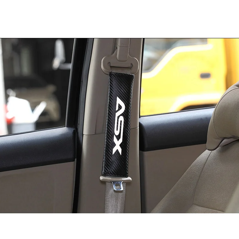 Для Mitsubishi Asx Pu углеродное волокно текстура ремень безопасности ремни безопасности Наплечная Подушка автомобильный ремень безопасности Чехол - Название цвета: 1pc white