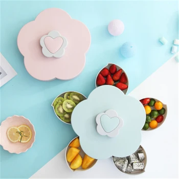 

Creative Rotary Open and Close Snack Candy Storage Box Jewelry Box Organizer Cosmetic Solid Fruit Storage Box Flower Design Box