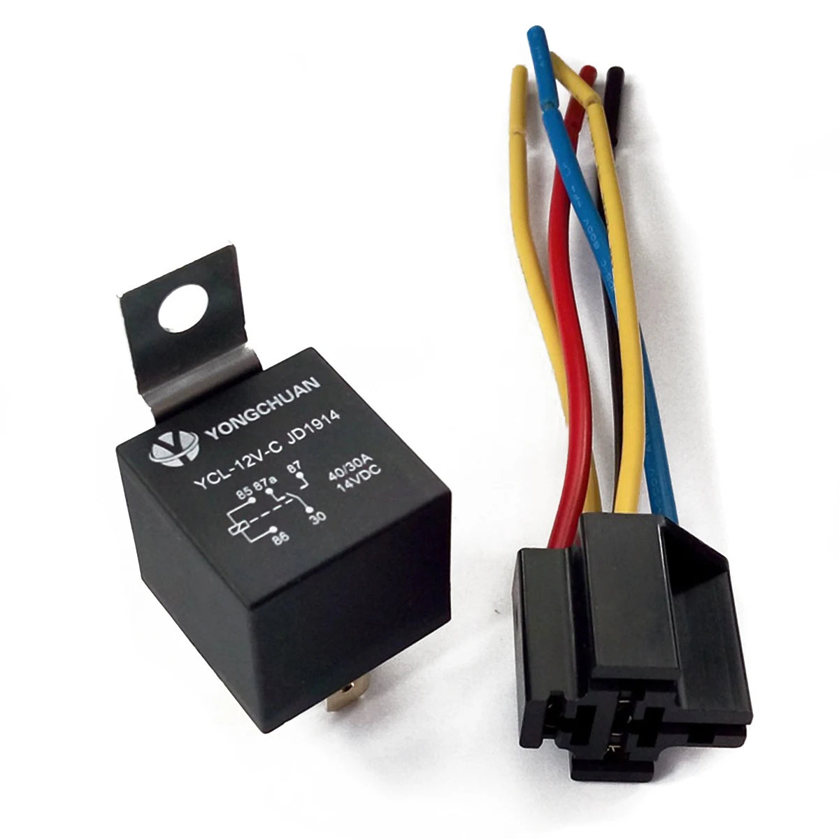 5 Set SPDT 5 Pin 5 Wire Relay & Socket DC 12V 40A For Car Truck Control