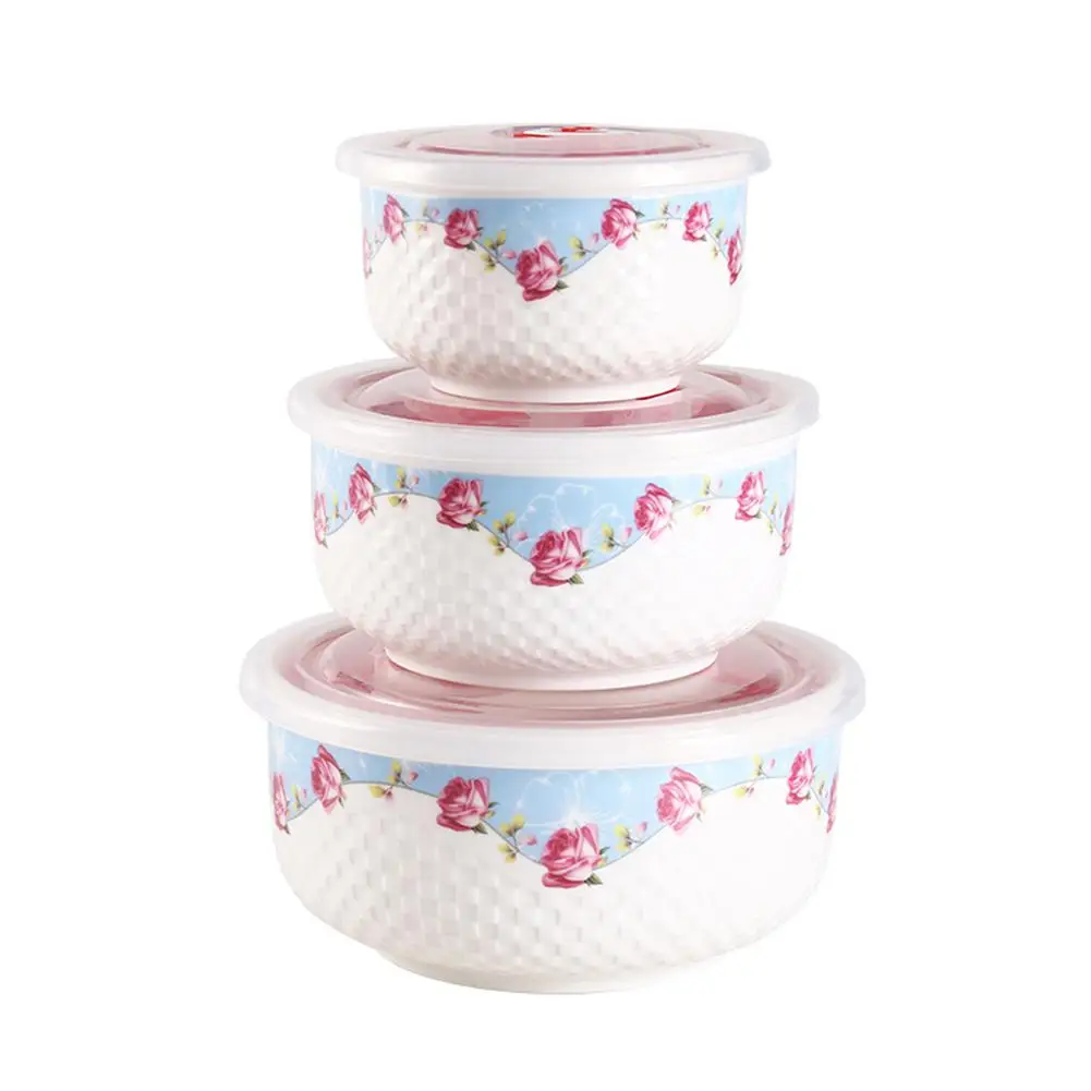 

TPFOCUS Bowl 3Pcs Set Large Medium Small Size Preservation Bowls Set carton microwave oven Healthy ceramic Bowl 2019