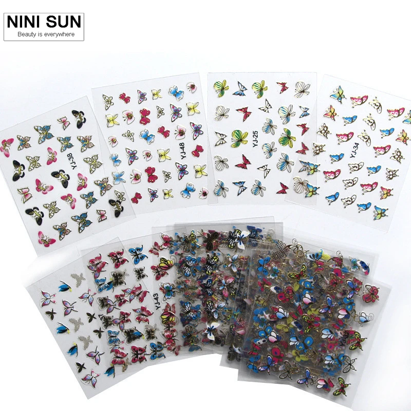 

24pcs/lot Nice Nail Art Sticker Water Transfer Stickers 3d Butterfly Decals Decoration DIY Beauty Manicure Foil Wraps Wholesale