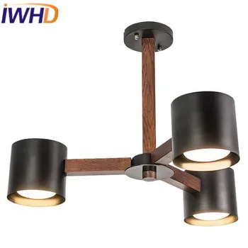 

IWHD 4 Heads Iron LED Pendant Light Fixtures Modern Pendant Lamp Living Room Bedroom Restaurant Kitchen Luminaire Suspendu