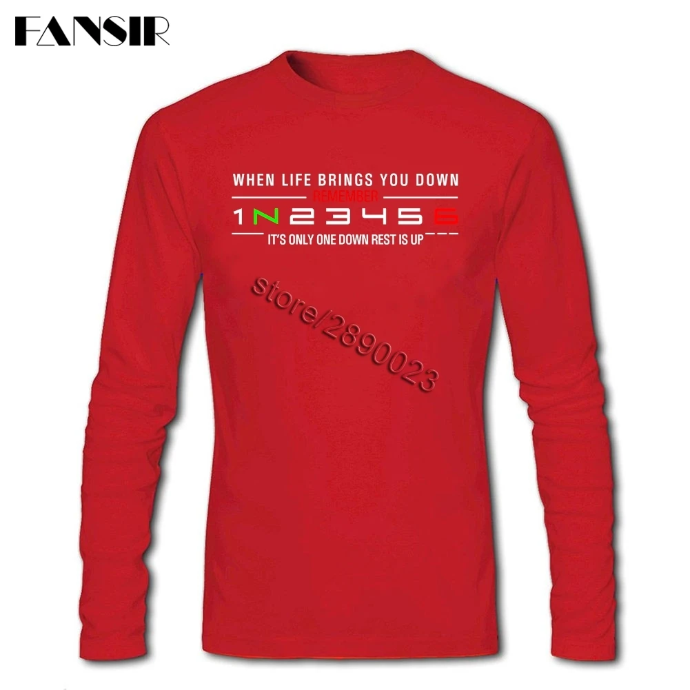 Мужская футболка, длинный рукав, круглый вырез, хлопок, 1N23456, мотоциклетный Топ, дизайнерская футболка для мужчин - Цвет: Красный