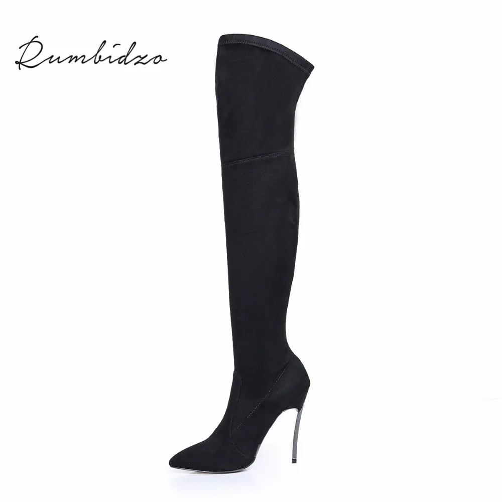 Image 2016 Autumn Winter Women Boots Stretch Faux Suede Slim Thigh High Boots Fashion Sexy Over the Knee Boots High Heels Shoes Woman