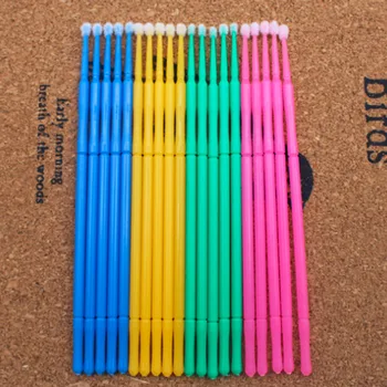 

Top 100pcs/pack Lint Free Disposable Eyelash Extension Applicators Micro Individual Makeup Brush Durable Mascara Removing Swab