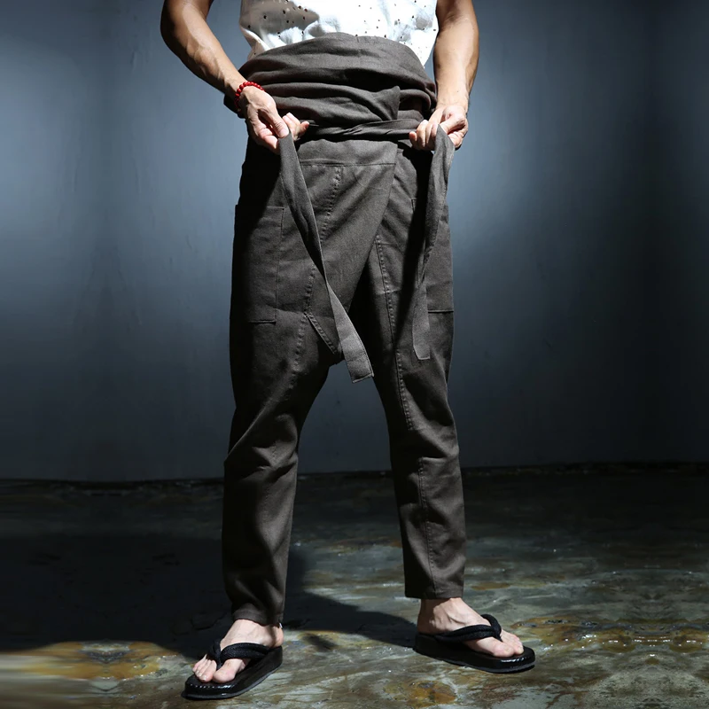 Размеры: 28-38! мужские модные Лоскутные пеньковые хлопковые обтягивающие штаны с высокой талией штаны со шнуровкой большие шаровары брюки DS, для костюма певца