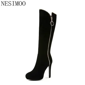 

NESIMOO 2019 New Fashion Sexy Women Boots Knee High Boots Platform Thin High Heel Winter Shoes Women Boots Size 34-43