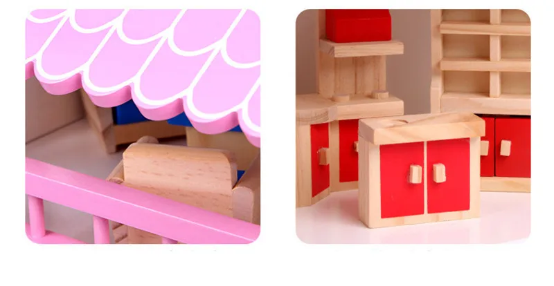 DIY Миниатюрный Кукольный дом мебель Наборы 3D Деревянный Miniaturas кукольный домик игрушки для детей подарки на день рождения 46 см