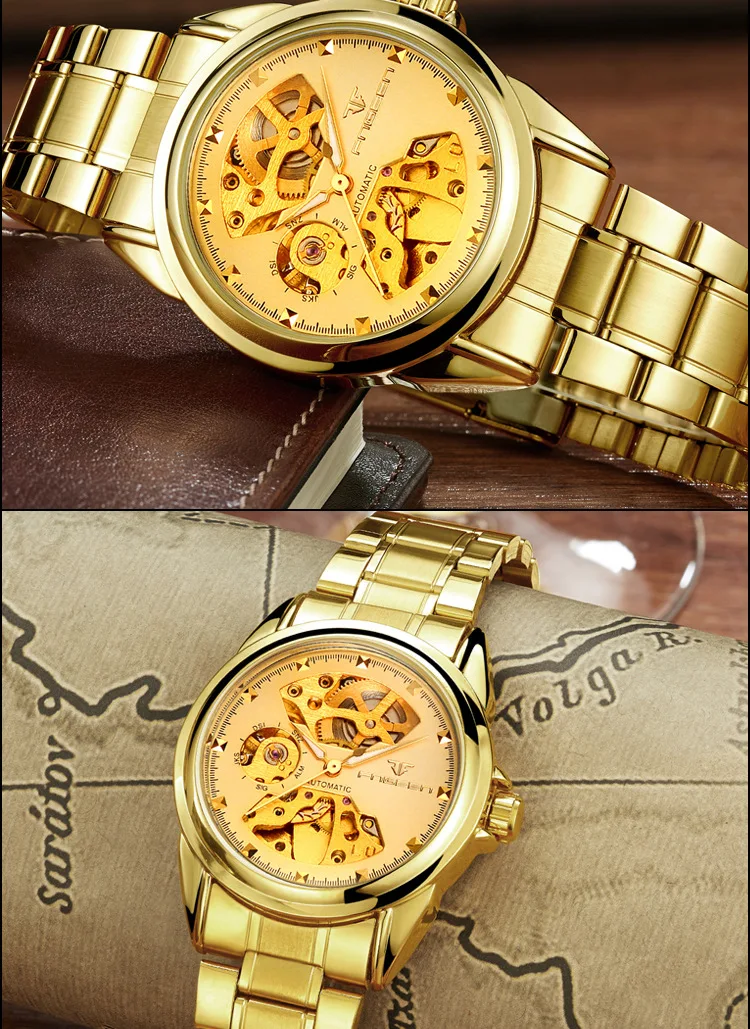 2019 мужские часы со скелетом Топ Бренд роскошные золотые часы автоматические механические наручные мужские часы водонепроницаемые Relogio